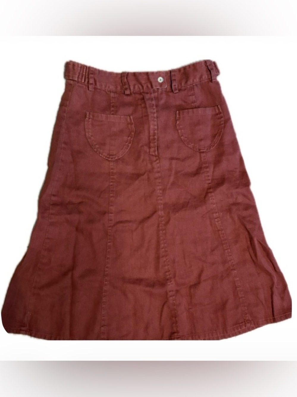 High-Waist A-Line Skirt in Rust